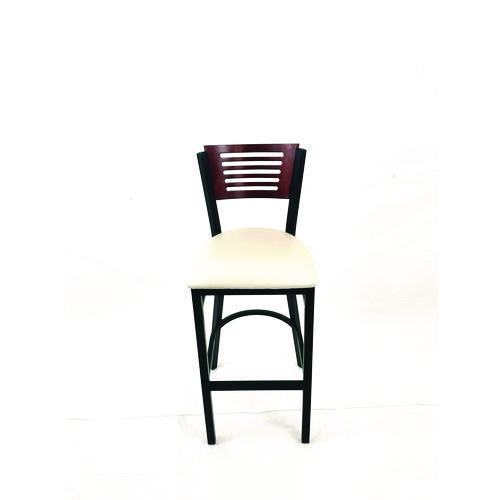 Image of JMC Furniture JRBBVCRMB Jones River Series Barstool, Supports Up to 300 lb, 28.5" Seat Height, Cream Seat, Dark Mahogany Back, Black Base