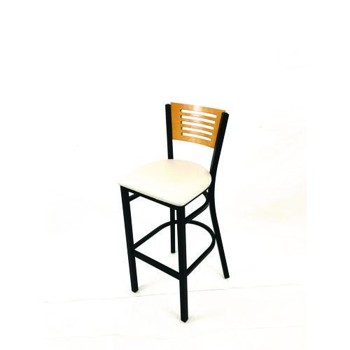 Image of JMC Furniture JRBBVCRMD Jones River Series Barstool, Supports Up to 300 lb, 28.5" Seat Height, Cream Seat, Natural Back, Black Base