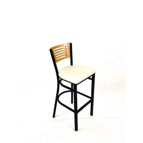 Image of JMC Furniture JRBBVCRMD Jones River Series Barstool, Supports Up to 300 lb, 28.5" Seat Height, Cream Seat, Natural Back, Black Base
