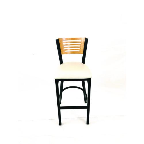 Image of JMC Furniture JRBBVCRMD Jones River Series Barstool, Supports Up to 300 lb, 28.5" Seat Height, Cream Seat, Natural Back, Black Base
