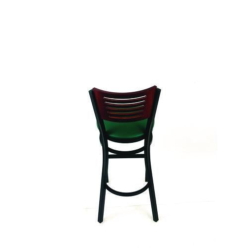 Image of JMC Furniture JRBBVGRNB Jones River Series Barstool, Supports Up to 300 lb, 28.5" Seat Height, Green Seat, Dark Mahogany Back, Black Base
