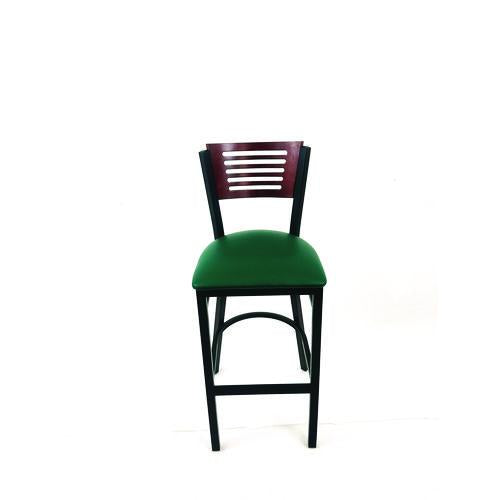 Image of JMC Furniture JRBBVGRNB Jones River Series Barstool, Supports Up to 300 lb, 28.5" Seat Height, Green Seat, Dark Mahogany Back, Black Base