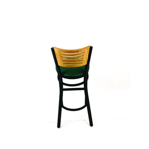 Image of JMC Furniture JRBBVGRND Jones River Series Barstool, Supports Up to 300 lb, 28.5" Seat Height, Green Seat, Natural Back, Black Base