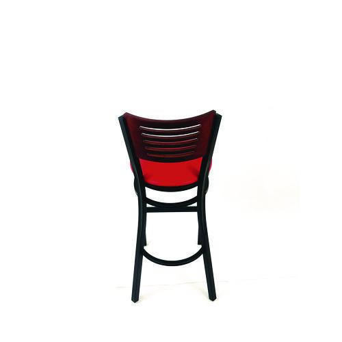 Image of JMC Furniture JRBBVREDB Jones River Series Barstool, Supports Up to 300 lb, 28.5" Seat Height, Red Seat, Dark Mahogany Back, Black Base