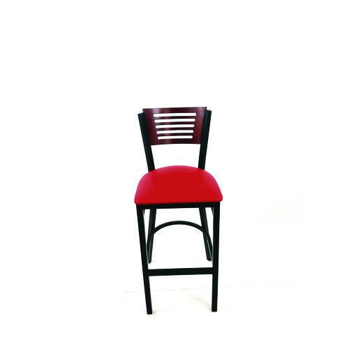 Image of JMC Furniture JRBBVREDB Jones River Series Barstool, Supports Up to 300 lb, 28.5" Seat Height, Red Seat, Dark Mahogany Back, Black Base