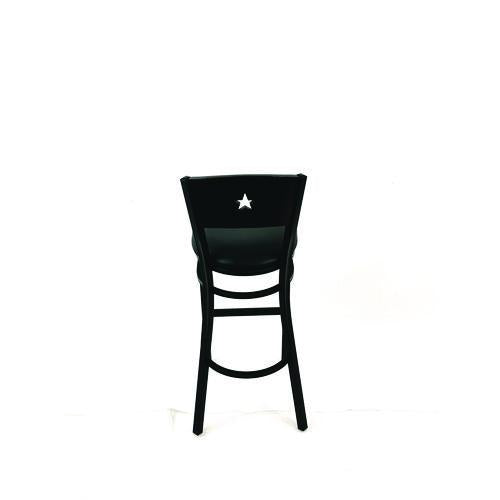 Image of JMC Furniture LBBVBLKB Liberty Series Barstool, Supports Up to 300 lb, 28.5" Seat Height, Black Seat, Dark Mahogany Back, Black Base