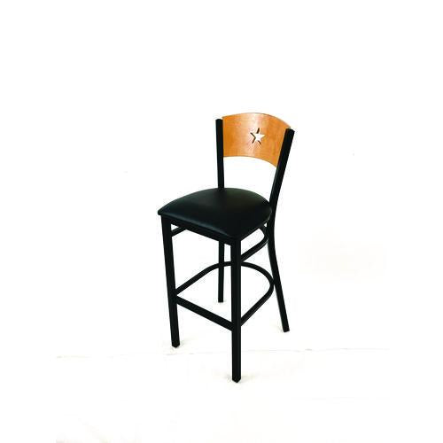 Image of JMC Furniture LBBVBLKD Liberty Series Barstool, Supports Up to 300 lb, 28.5" Seat Height, Black Seat, Natural Back, Black Base