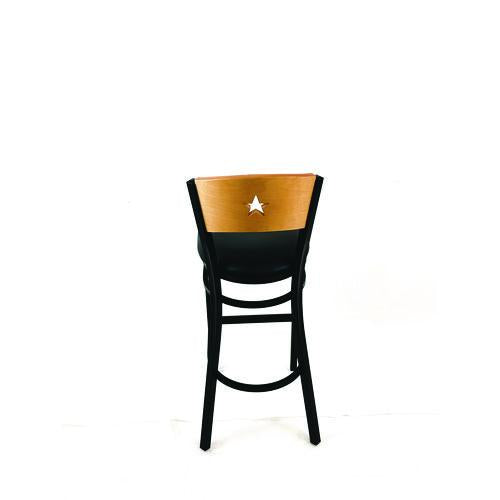 Image of JMC Furniture LBBVBLKD Liberty Series Barstool, Supports Up to 300 lb, 28.5" Seat Height, Black Seat, Natural Back, Black Base