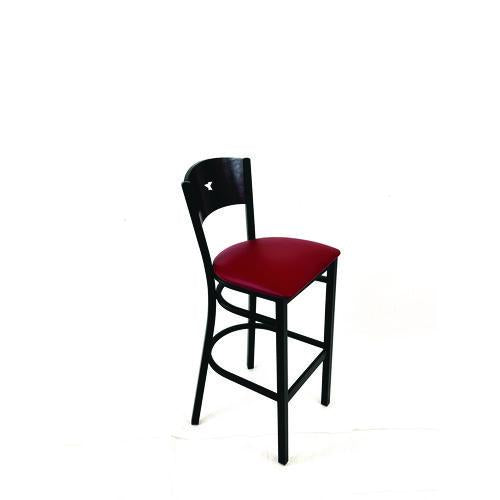 Image of JMC Furniture LBBVBURB Liberty Series Barstool, Supports Up to 300 lb, 28.5" Seat Height, Burgundy Seat, Dark Mahogany Back, Black Base
