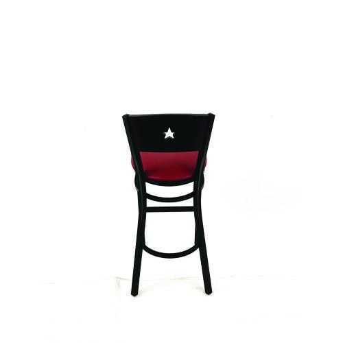 Image of JMC Furniture LBBVBURB Liberty Series Barstool, Supports Up to 300 lb, 28.5" Seat Height, Burgundy Seat, Dark Mahogany Back, Black Base