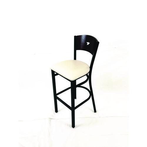 Image of JMC Furniture LBBVCRMB Liberty Series Barstool, Supports Up to 300 lb, 28.5" Seat Height, Cream Seat, Dark Mahogany Back, Black Base