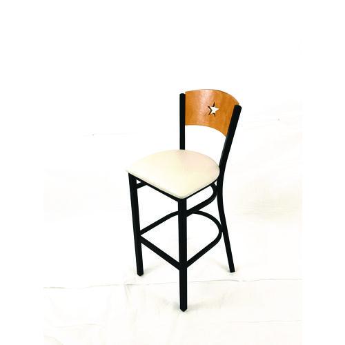 Image of JMC Furniture LBBVCRMD Liberty Series Barstool, Supports Up to 300 lb, 28.5" Seat Height, Cream Seat, Natural Back, Black Base