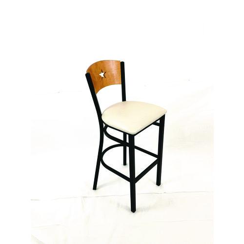 Image of JMC Furniture LBBVCRMD Liberty Series Barstool, Supports Up to 300 lb, 28.5" Seat Height, Cream Seat, Natural Back, Black Base