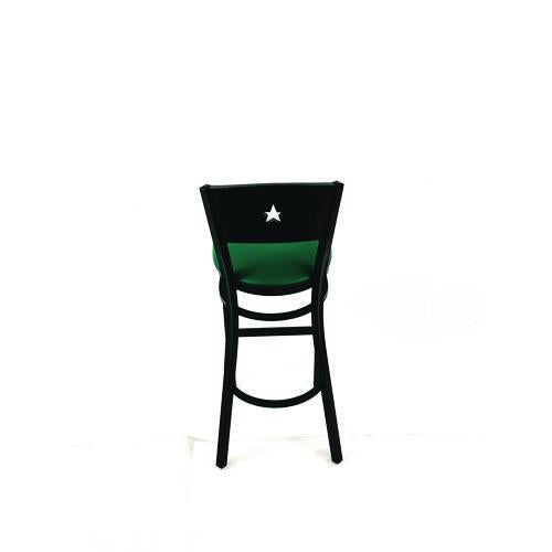 Image of JMC Furniture LBBVGRNB Liberty Series Barstool, Supports Up to 300 lb, 28.5" Seat Height, Green Seat, Dark Mahogany Back, Black Base