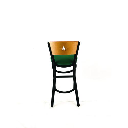 Image of JMC Furniture LBBVGRND Liberty Series Barstool, Supports Up to 300 lb, 28.5" Seat Height, Green Seat, Natural Back, Black Base