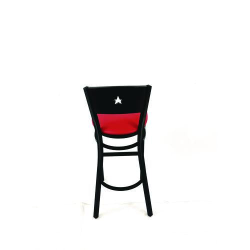 Image of JMC Furniture LBBVREDB Liberty Series Barstool, Supports Up to 300 lb, 28.5" Seat Height, Red Seat, Dark Mahogany Back, Black Base
