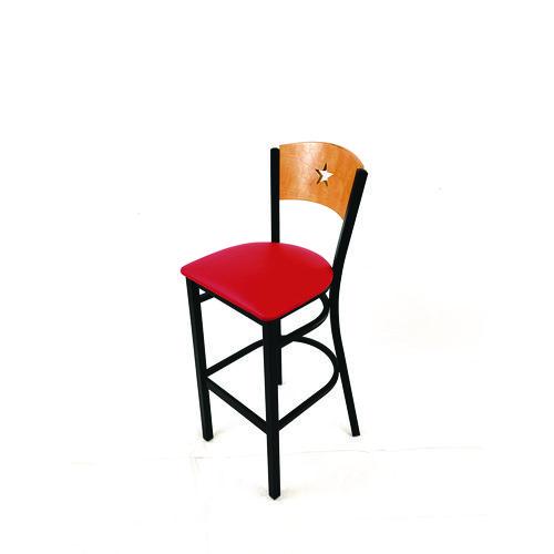 Image of JMC Furniture LBBVREDD Liberty Series Barstool, Supports Up to 300 lb, 28.5" Seat Height, Red Seat, Natural Back, Black Base