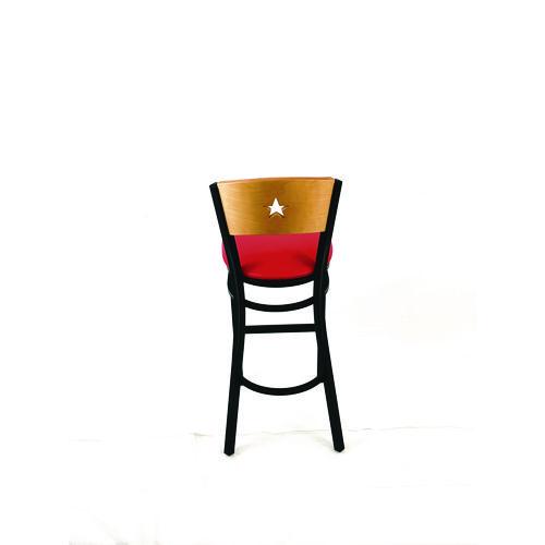Image of JMC Furniture LBBVREDD Liberty Series Barstool, Supports Up to 300 lb, 28.5" Seat Height, Red Seat, Natural Back, Black Base