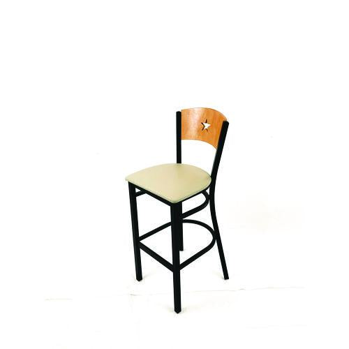 Image of JMC Furniture LBBVTAUD Liberty Series Barstool, Supports Up to 300 lb, 28.5" Seat Height, Taupe Seat, Natural Back, Black Base