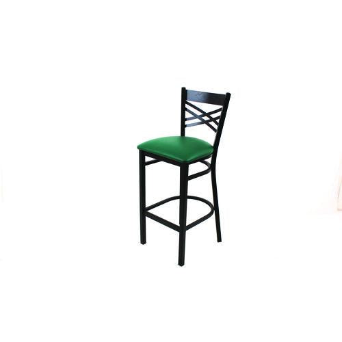 Image of JMC Furniture XBSBVSGRN X Series Barstool, Supports Up to 300 lb, 29.5" Seat Height, Green Seat, Black Back, Black Base