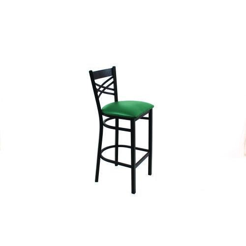 Image of JMC Furniture XBSBVSGRN X Series Barstool, Supports Up to 300 lb, 29.5" Seat Height, Green Seat, Black Back, Black Base