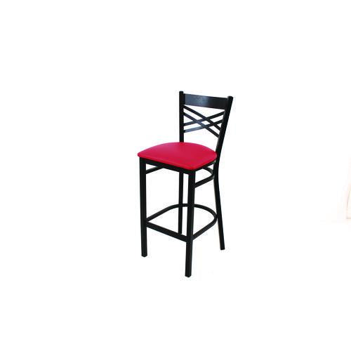 Image of JMC Furniture XBSBVSRED X Series Barstool, Supports Up to 300 lb, 29.5" Seat Height, Red Seat, Black Back, Black Base