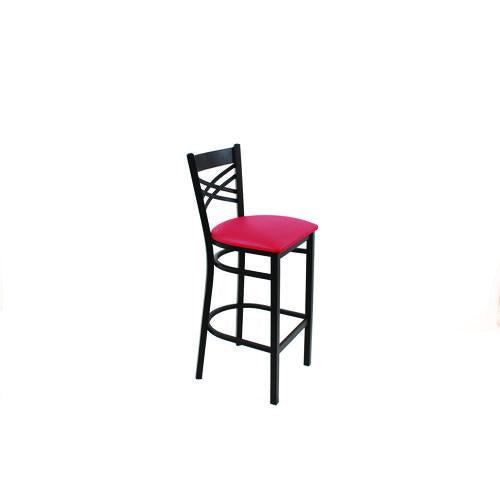Image of JMC Furniture XBSBVSRED X Series Barstool, Supports Up to 300 lb, 29.5" Seat Height, Red Seat, Black Back, Black Base