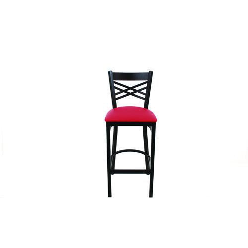 Image of JMC Furniture XBSBVSRED X Series Barstool, Supports Up to 300 lb, 29.5" Seat Height, Red Seat, Black Back, Black Base