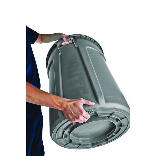 Image of Rubbermaid® Commercial FG263200GRAY Vented Round Brute Container, 32 gal, Plastic, Gray