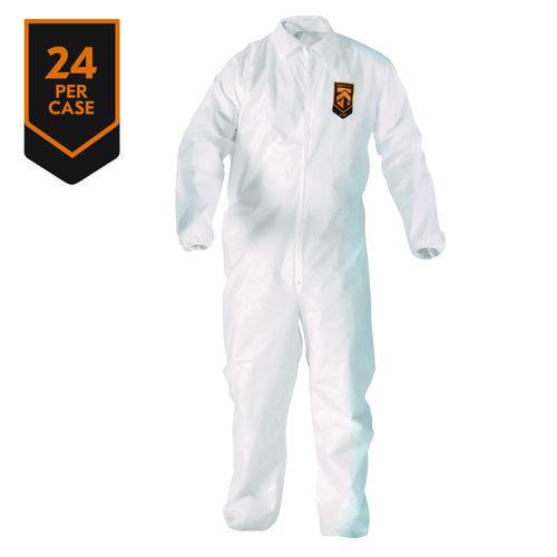 Image of KleenGuard KCC 49103 A20 Breathable Particle Protection Coveralls, Zip Front, Elastic Back, Wrists, Ankles, Large, White, 24/Carton