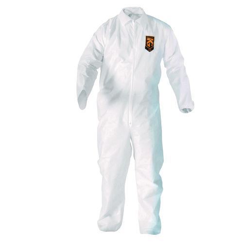 Image of KleenGuard KCC 49103 A20 Breathable Particle Protection Coveralls, Zip Front, Elastic Back, Wrists, Ankles, Large, White, 24/Carton