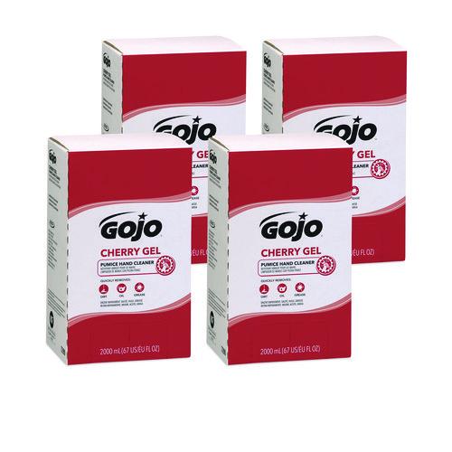 Image of GOJO® 7290-04 Cherry Gel Pumice Hand Cleaner Refill, Cherry Scent, 2,000 mL, 4/Carton