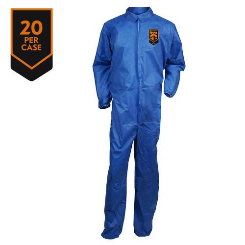 Image of KleenGuard KCC 58506 A20 Breathable Particle Protection Coveralls, Zip Front, Elastic Back, Wrists, Ankles, 3X-Large, Blue, 20/Carton