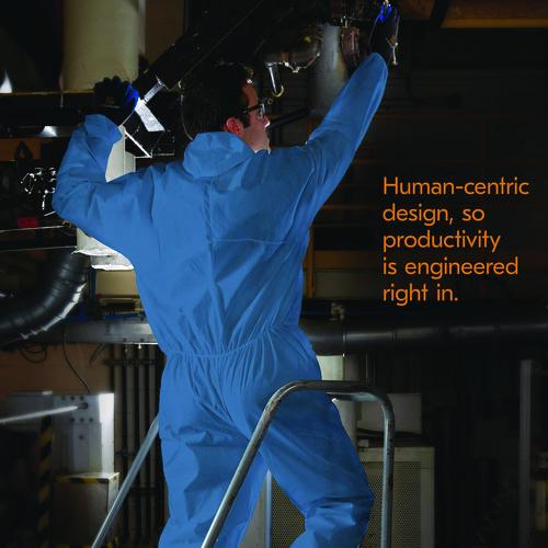 Image of KleenGuard KCC 58515 A20 Breathable Particle Protection Coveralls, Zip Front, Hood, Elastic Back, Wrists, Ankles, 2X-Large, Blue, 24/Carton