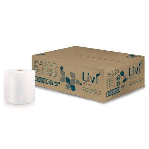 Image of Livi® VPG Select 46529 Hard Wound Roll Towel, 1-Ply, 8" x 800 ft, White, 6/Carton