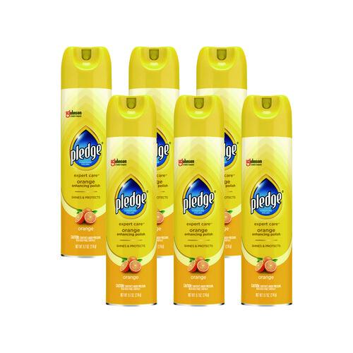 Image of Pledge® 100-46500026673 Furniture Polish, Orange, 9.7 Oz Aerosol Spray, 6/carton