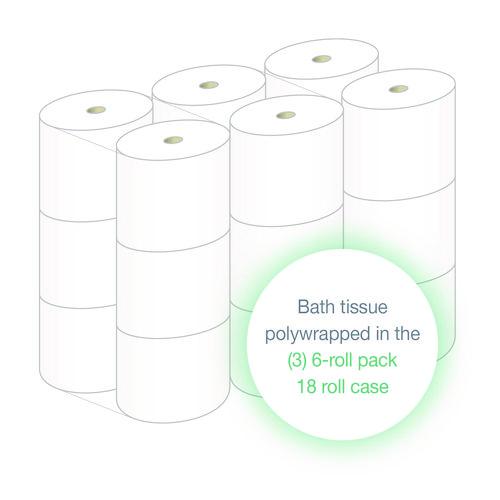 Image of LoCor® 26824 High-Capacity Bath Tissue, 2-Ply, White, 1,500 Sheets/Roll, 18 Rolls/Carton