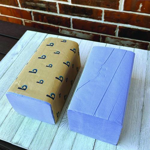 Image of Boardwalk® BWK6191 Windshield Paper Towels, 9.05 x 10, Blue, 250/Pack, 9 Packs/Carton