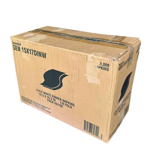 Image of GEN GEN15X17DIN Dinner Napkins, 2-Ply, 14.5 x 16.5, White, 150/Pack, 20 Packs/Carton