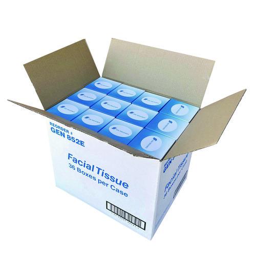 Image of GEN GEN852E Facial Tissue Cube Box, 2-Ply, White, 85 Sheets/box, 36 Boxes/carton