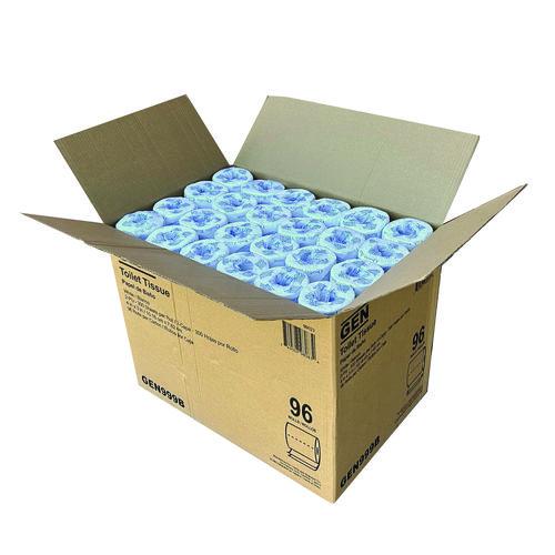 Image of GEN GN999 Standard Bath Tissue, Wrapped, Septic Safe, 2-Ply, White, 300 Sheets/Roll, 96 Rolls/Carton