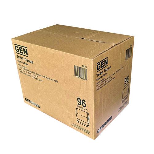 Image of GEN GN999 Standard Bath Tissue, Wrapped, Septic Safe, 2-Ply, White, 300 Sheets/Roll, 96 Rolls/Carton