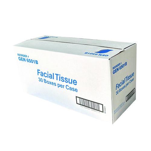 Image of GEN GEN6501B Facial Tissue, Flat Box, 2-Ply, White, 100 Sheets/Box, 30 Boxes/Carton