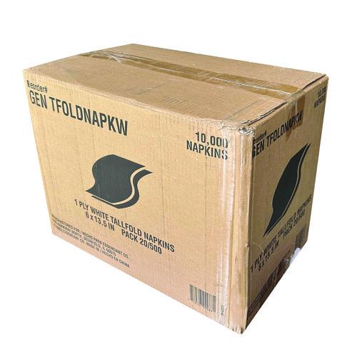 Image of GEN GENTFOLDNAPK Tall-Fold Napkins, 1-Ply, 5.98 x 11.38, White, 10,000/Carton