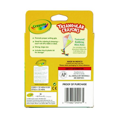 Image of Crayola® 524016 16-Color Triangular Crayons, Regular Size, 0.75" x 4", 16 Assorted Colors, 16/Box