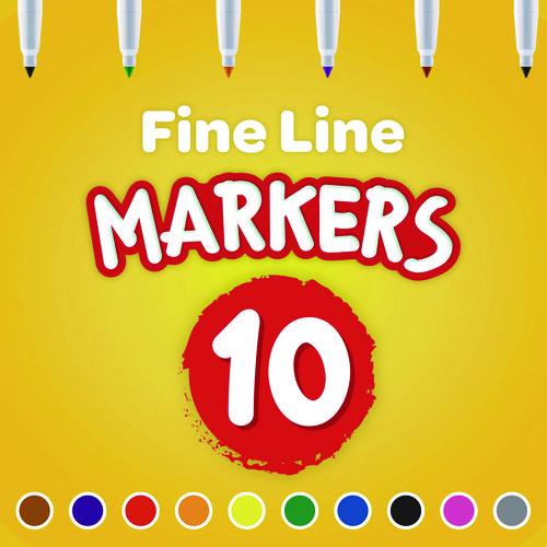 Image of Crayola® 58-7726 NON-WASHABLE MARKER, FINE BULLET TIP, ASSORTED CLASSIC COLORS, 10/PACK