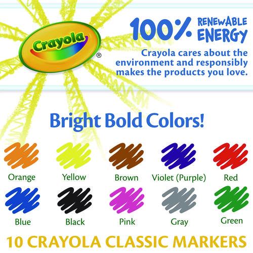 Image of Crayola® 58-7726 NON-WASHABLE MARKER, FINE BULLET TIP, ASSORTED CLASSIC COLORS, 10/PACK