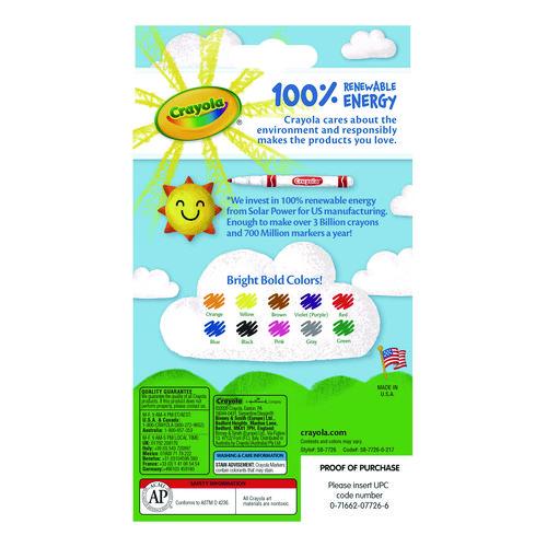 Image of Crayola® 58-7726 NON-WASHABLE MARKER, FINE BULLET TIP, ASSORTED CLASSIC COLORS, 10/PACK
