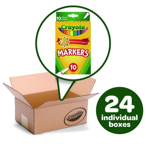 Image of Crayola® 58-7726 NON-WASHABLE MARKER, FINE BULLET TIP, ASSORTED CLASSIC COLORS, 10/PACK