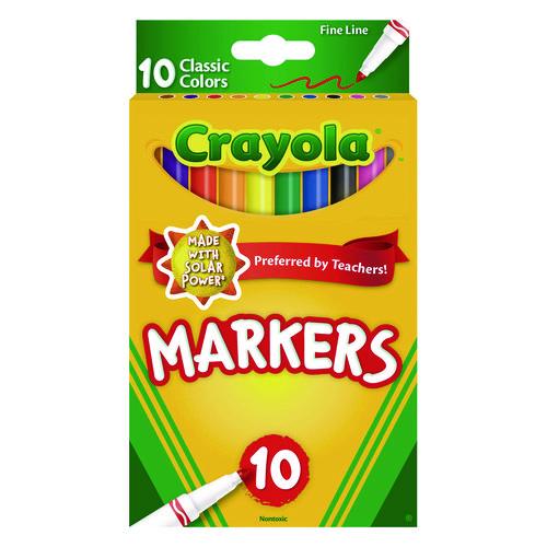 Image of Crayola® 58-7726 NON-WASHABLE MARKER, FINE BULLET TIP, ASSORTED CLASSIC COLORS, 10/PACK
